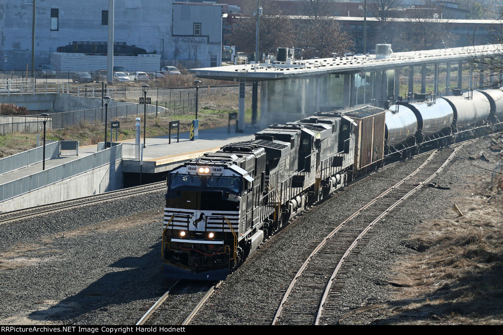 NS 1848 leads NS train 65W past Raleigh Union Station